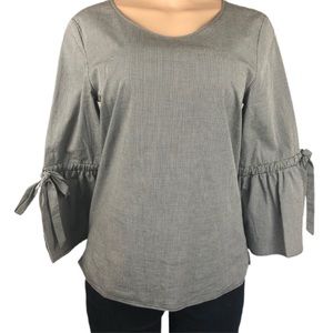 J. Crew Blouse Bell Sleeve Top Gingham Plaid